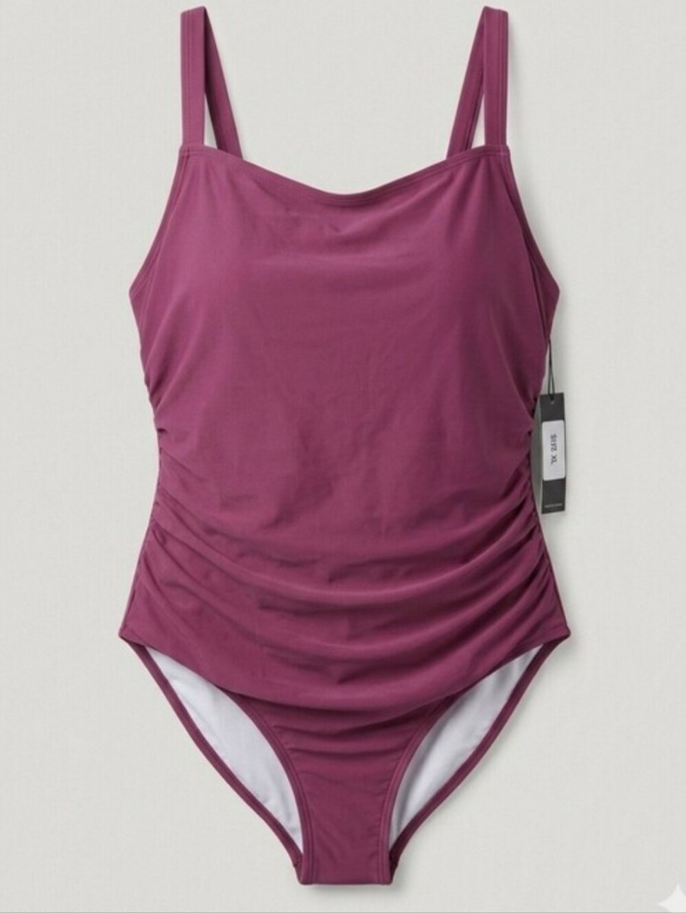 New Catherine Malandrino 1 Piece Swimsuit with Side Ruching Crushed Berry 3X